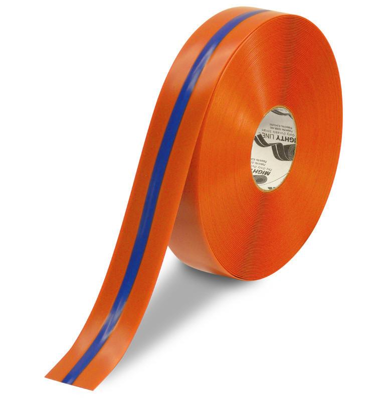 2"" Orange Tape with Blue Center Line - Safety Floor Tape