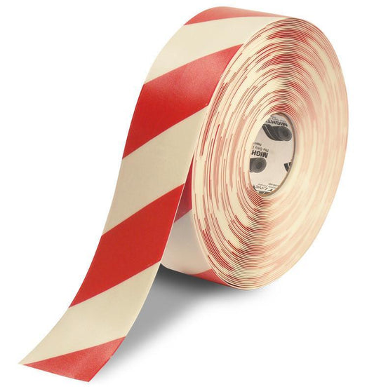 3" White Tape with Red Chevrons - 100' Roll