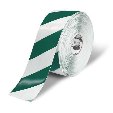 4"" White Floor Tape with Green Chevrons - 100' Roll
