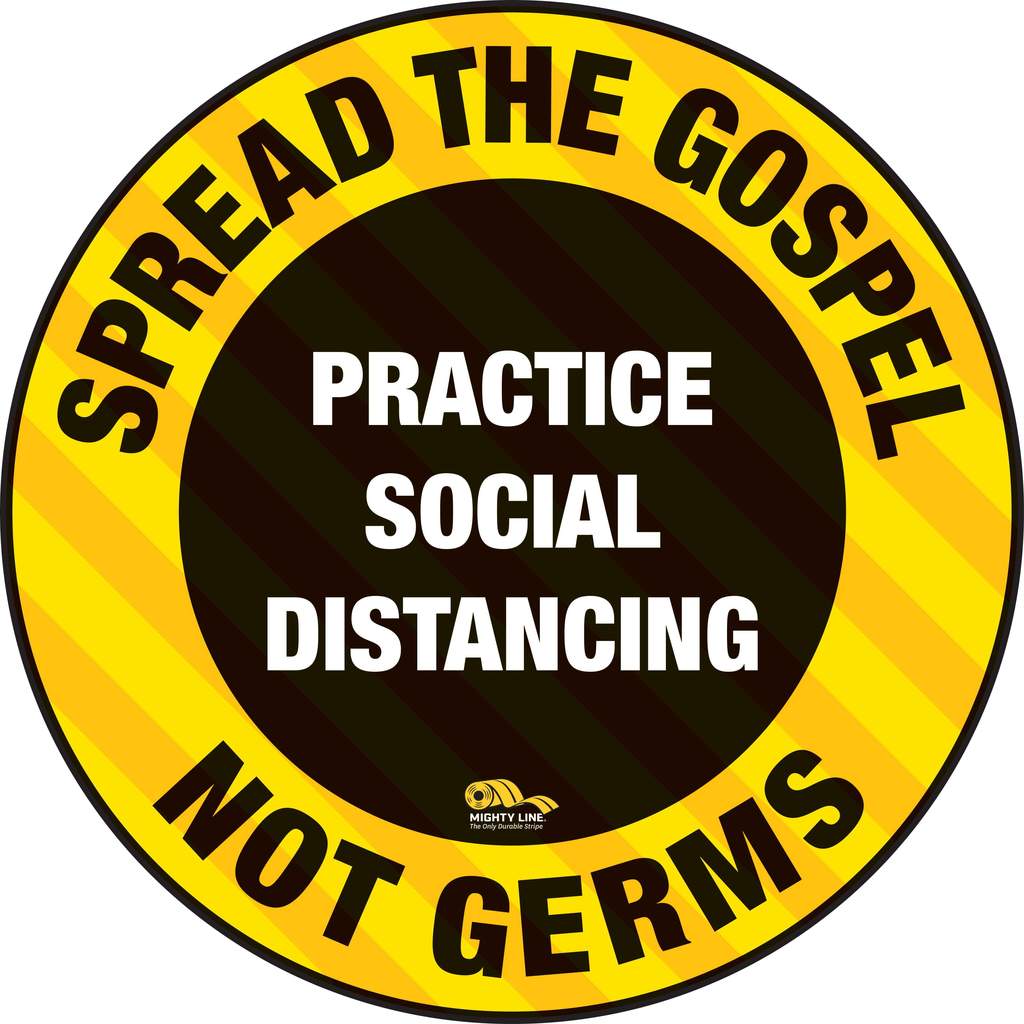 Spread Gospel Not Germs Floor Sign - COVID-19 Floor Marking - Heavy Duty Sign